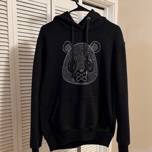 Black Hoodie with Rhinestone bear Design